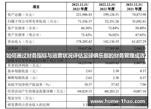 如何通过财务指标与运营状况评估足球俱乐部的财务管理成效