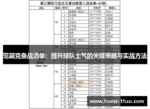范戴克备战清单：提升球队士气的关键策略与实战方法