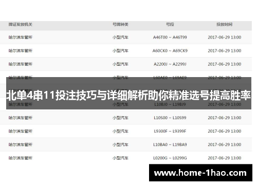 北单4串11投注技巧与详细解析助你精准选号提高胜率